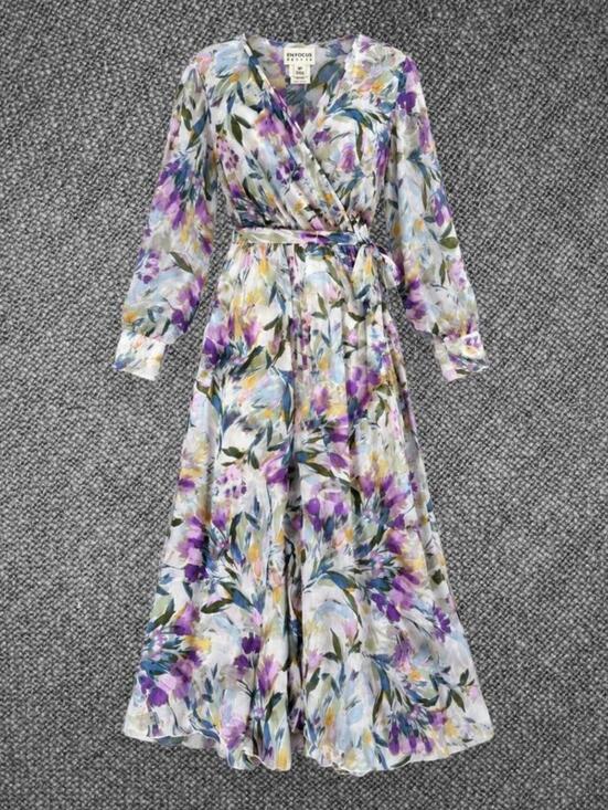 enfocus studio Dresses & Skirts - En Focus Petite Floral Wrap Maxi Dress Size 6P